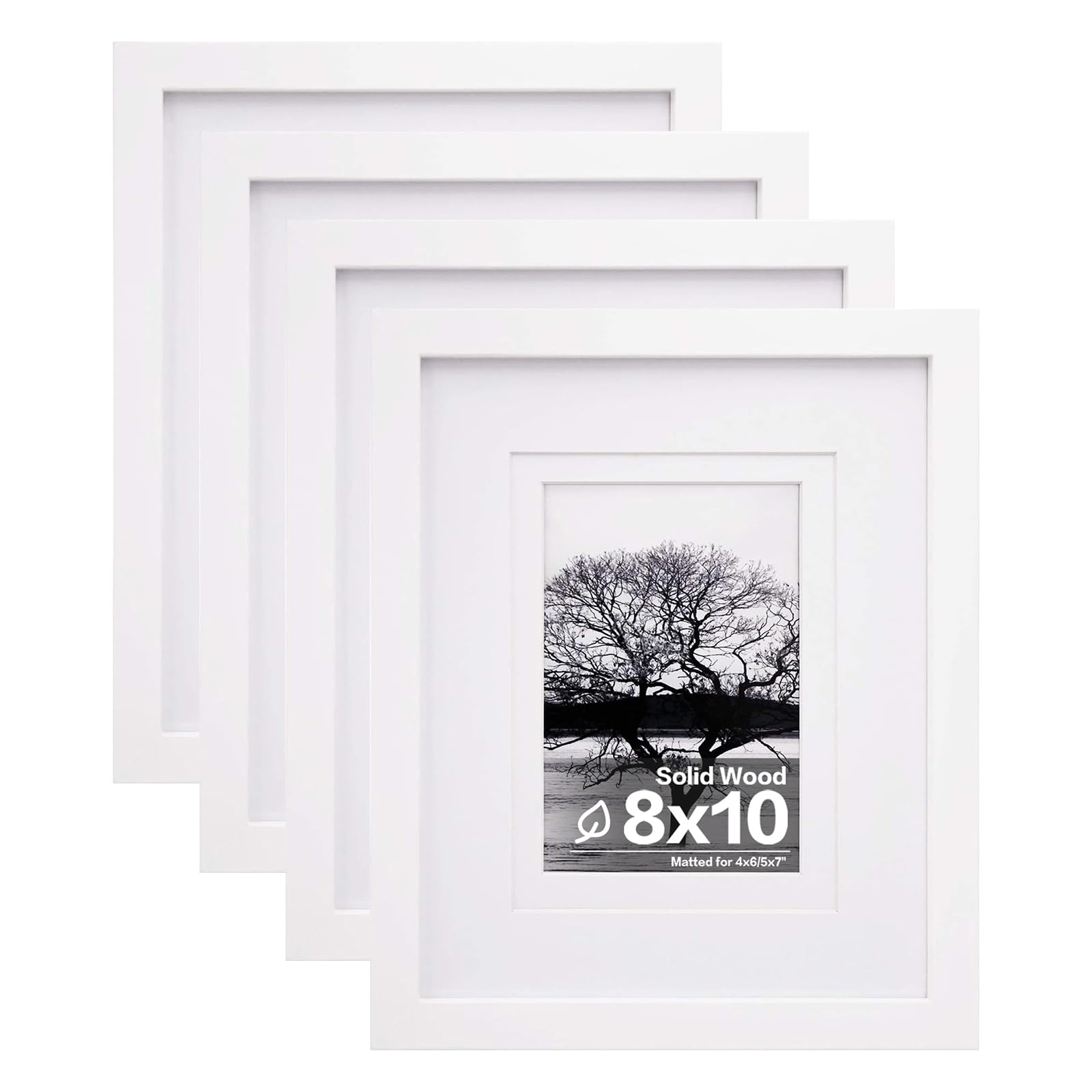Egofine 8x10 frame front view showing white wood and Plexiglass finish for vibrant photos