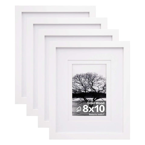 Egofine 8x10 frame front view showing white wood and Plexiglass finish for vibrant photos