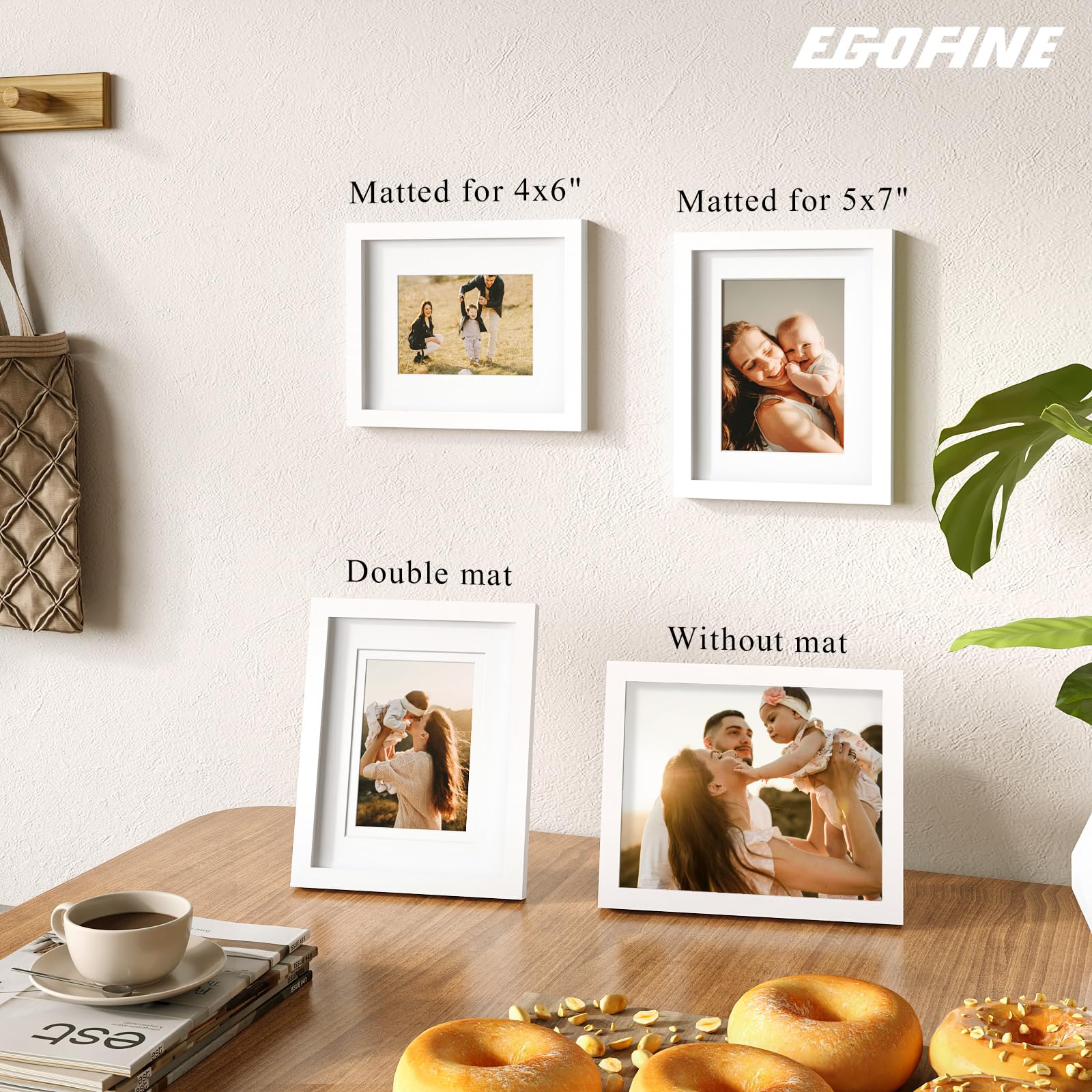 Egofine 8x10 frame on table-top easel for versatile desktop presentation