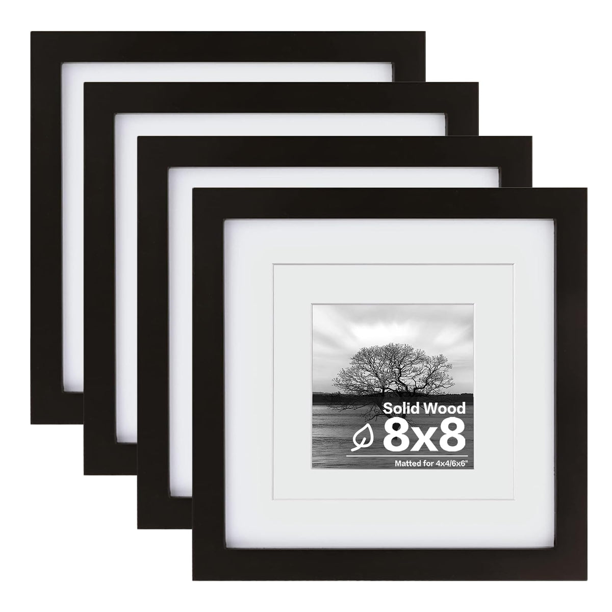 Egofine 8x8 solid wood black frame for elegant desktop display.