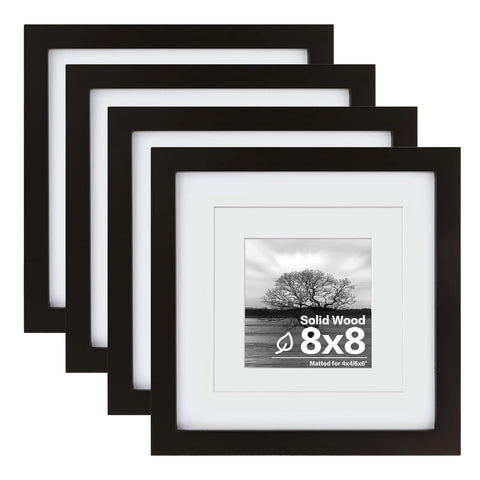 Egofine 8x8 solid wood black frame for elegant desktop display.