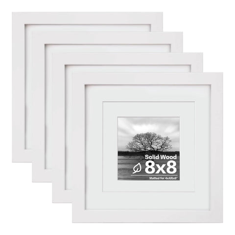 Egofine 8x8 frame front view shows white wood style for living spaces