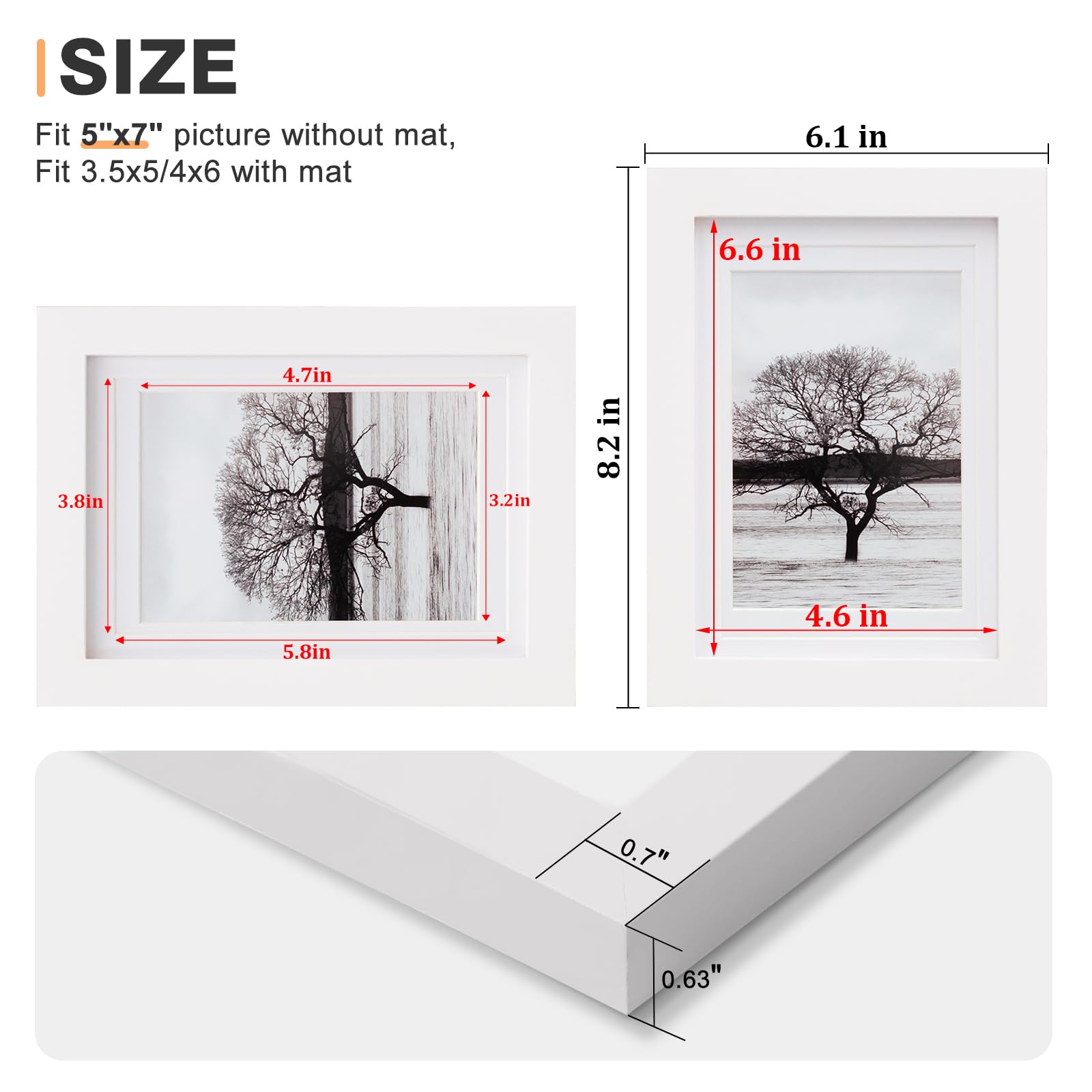 Egofine 5x7 frame without mat ideal for full photo