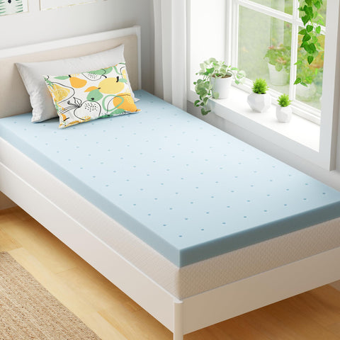 EGOHOME 2-inch twin memory foam topper in box ready for easy unboxing and setup.