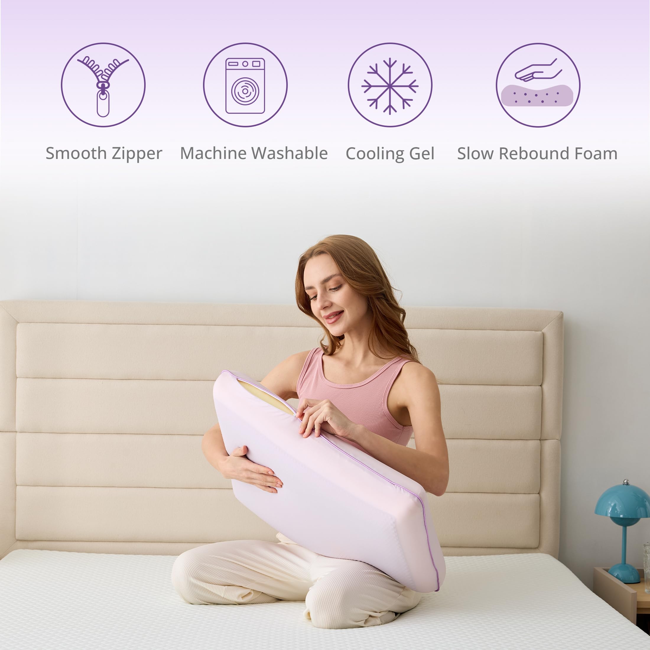 EGOHOME cooling pillow dimensions shown 23.6 by 15.8 by 4.7 inches on label