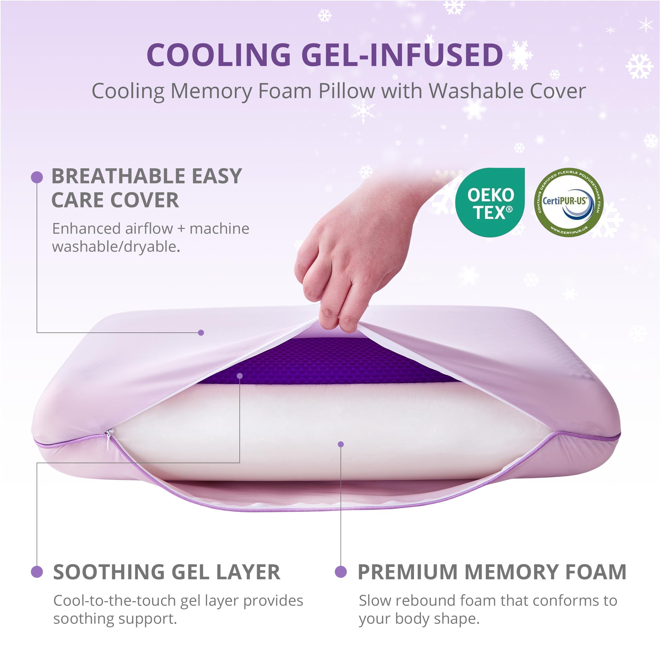EGOHOME cooling pillow neck shoulder support demonstrated in side view during night use