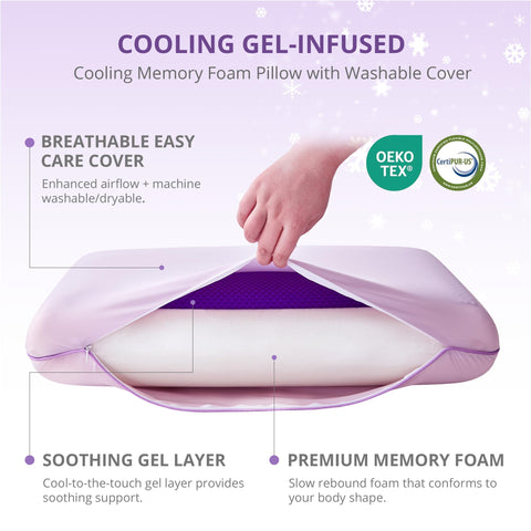 EGOHOME cooling pillow neck shoulder support demonstrated in side view during night use