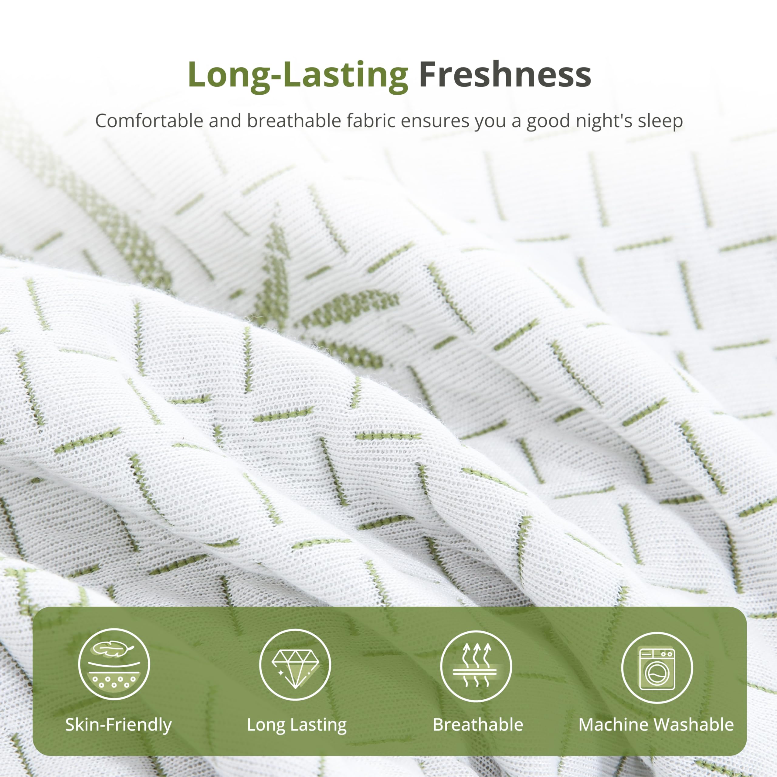 EGOHOME green tea gel memory foam top layer for cooling comfort.