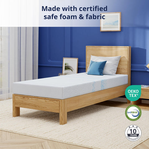 EGOHOME foam layers reveal supportive gel memory foam for growing bodies.