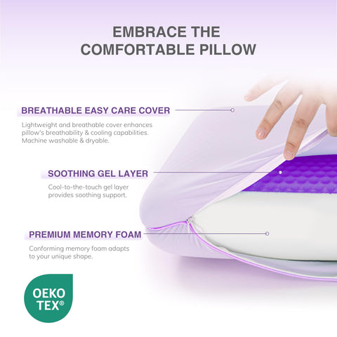 Egohome memory foam core cradling neck for better alignment.