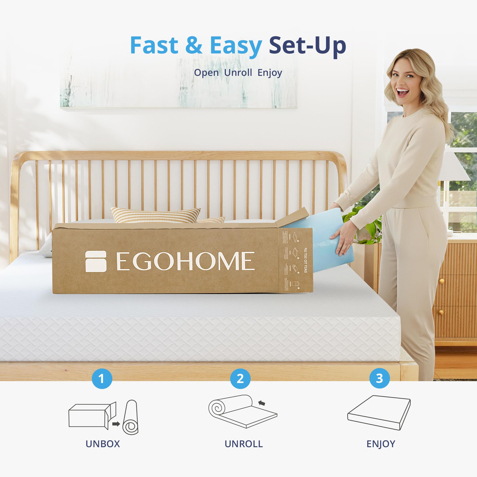 Memory foam contours to your body for pressure-relief and alignment support.