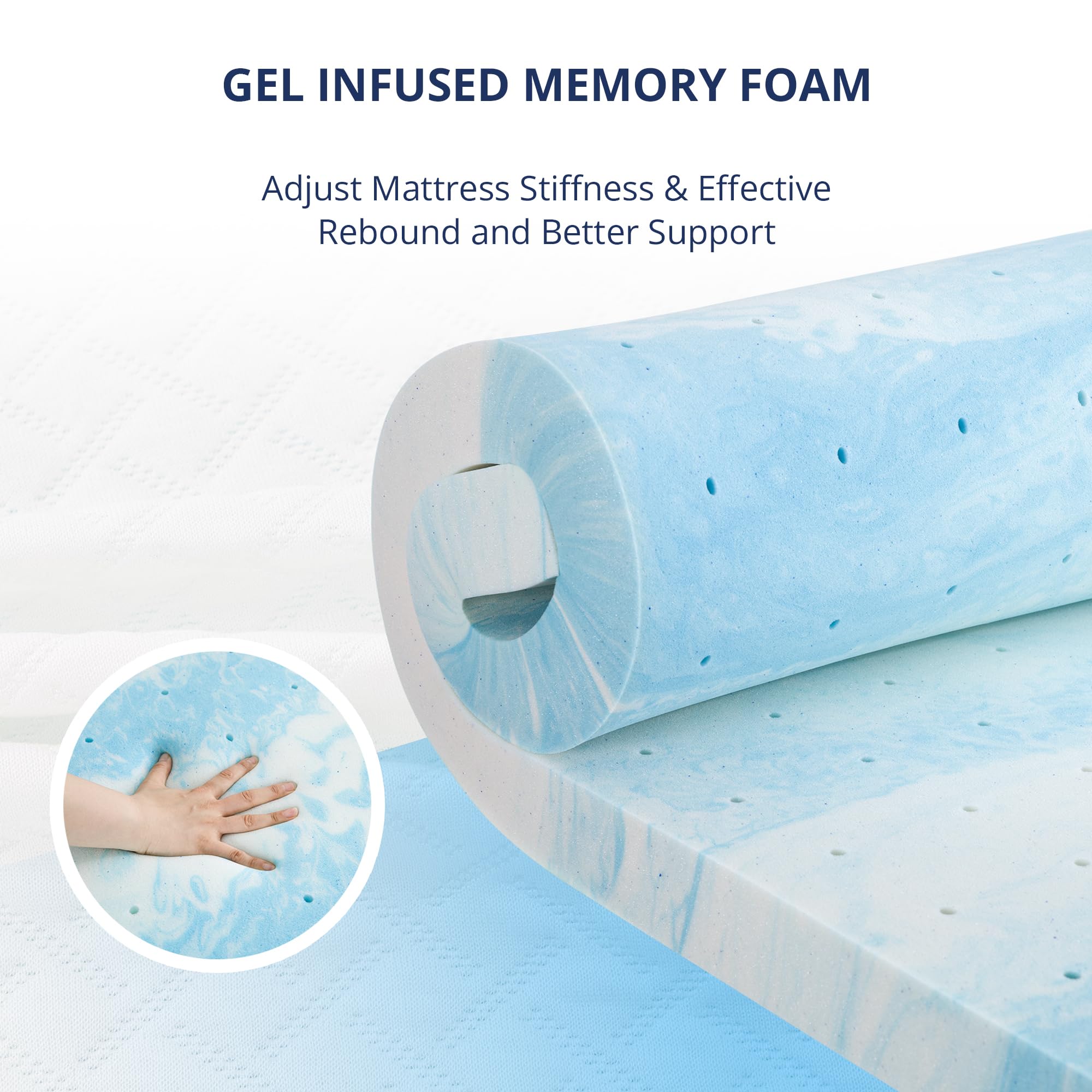EGOHOME queen-size topper in bed scene illustrating enhanced comfort