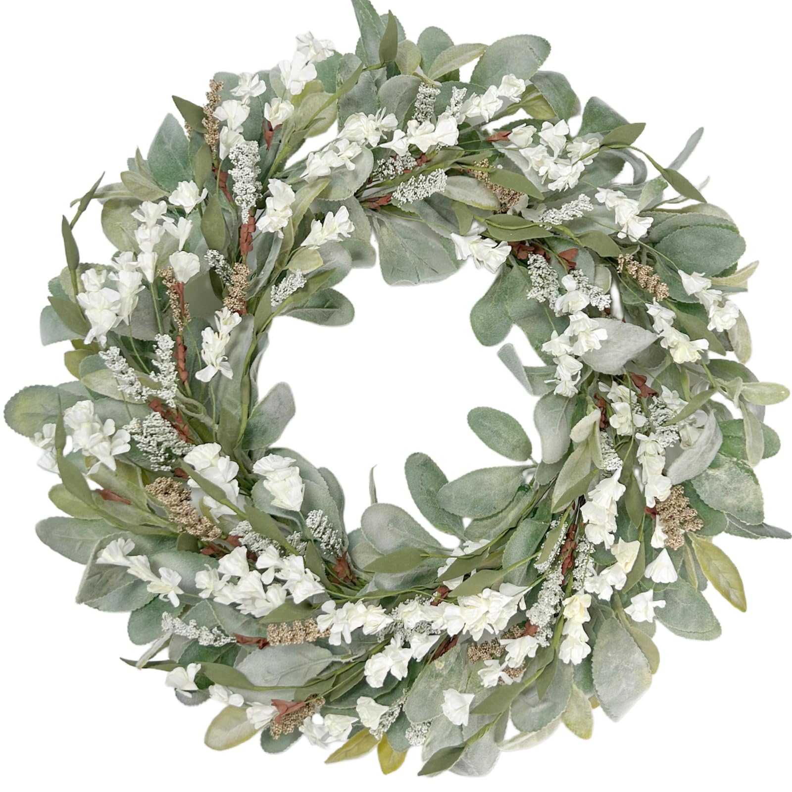 egolot 22in lamb ears leaves wreath front door decor enhances curb appeal year-round.