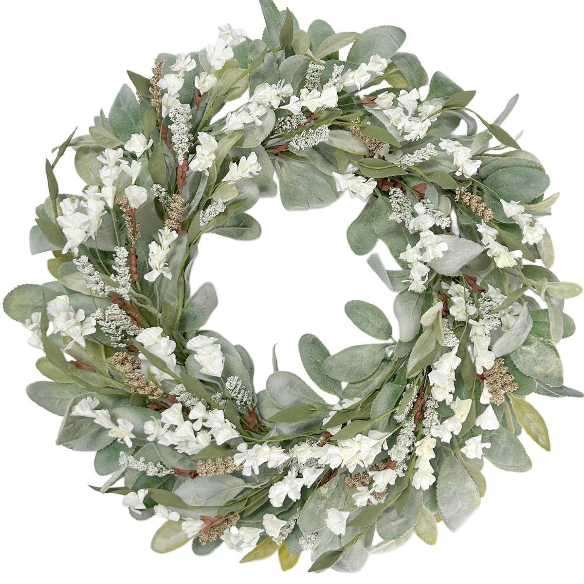 egolot 22in lamb ears leaves wreath front door decor enhances curb appeal year-round.