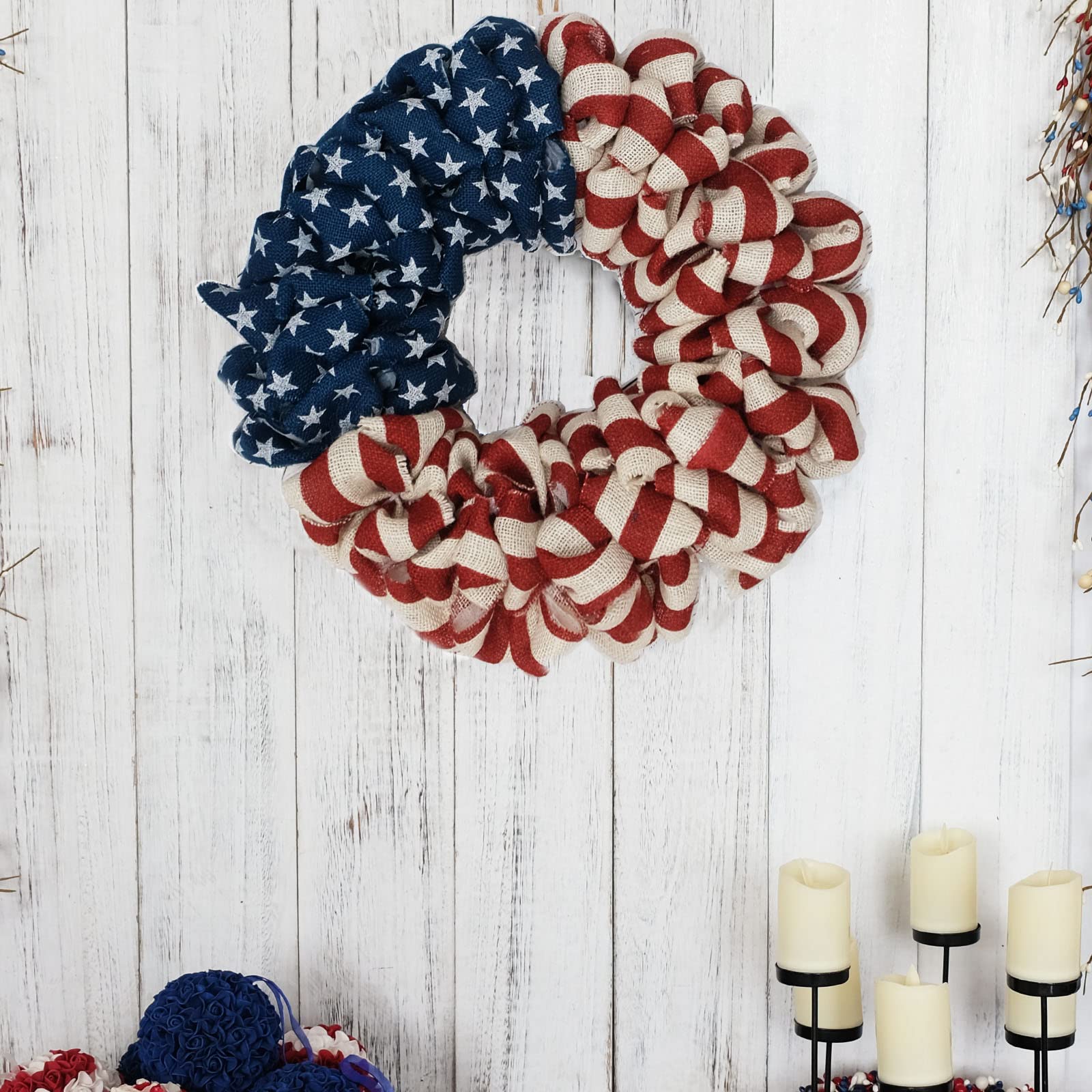 egolot 4th of July burlap striped design for festive décor.