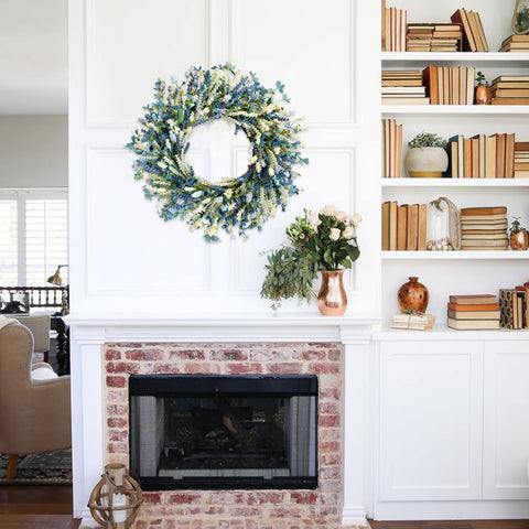 Egolot blue wreath for indoor or covered outdoor wall display.