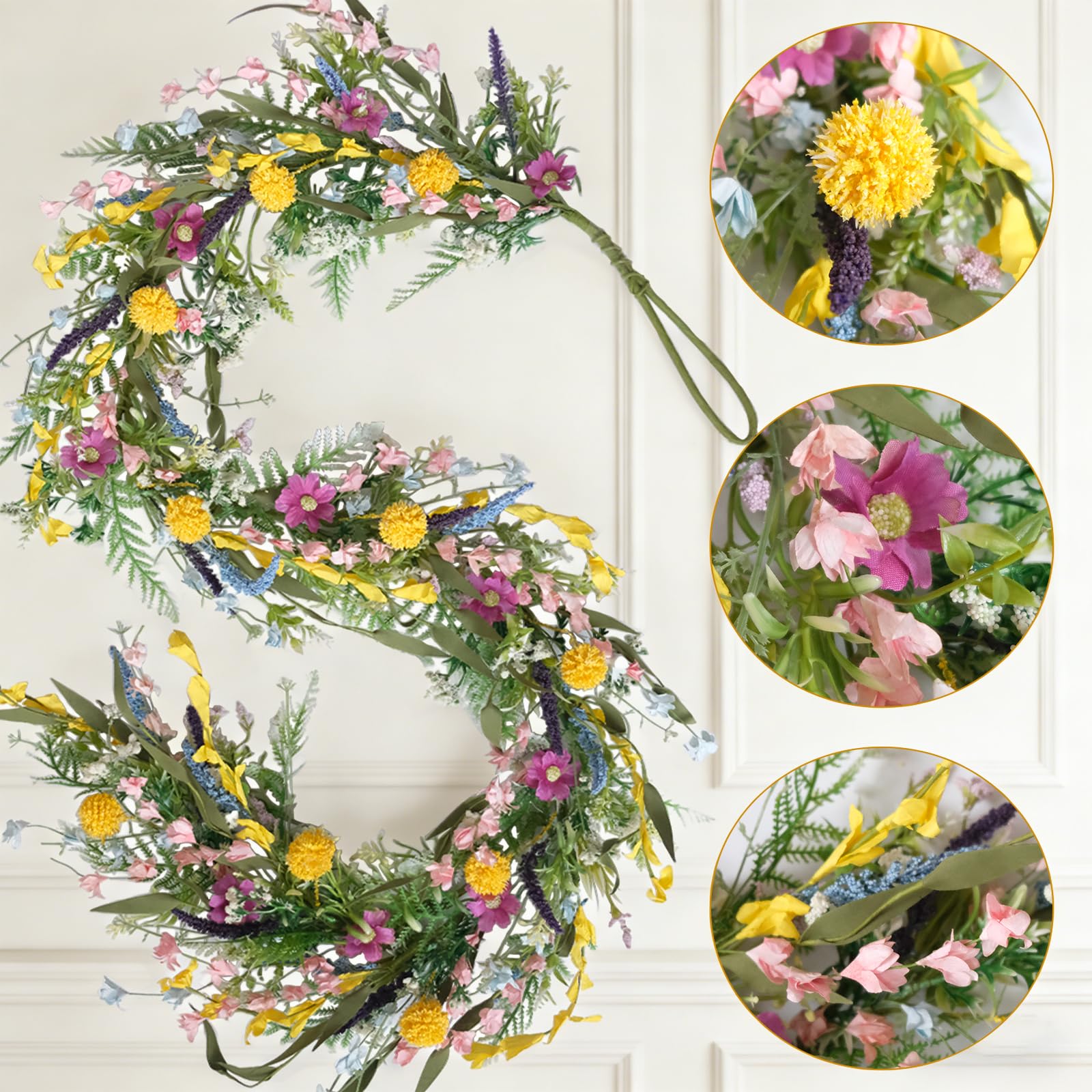 Egolot colorful wildflowers garland adds easy styling to shelves.