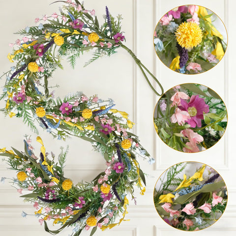 Egolot colorful wildflowers garland adds easy styling to shelves.