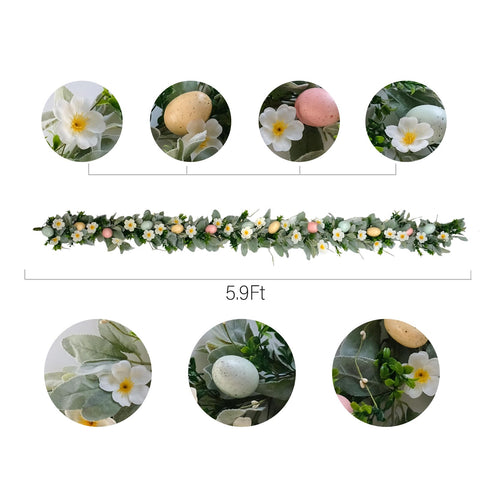 egolot Easter decor garland blends eggs and greenery for seasonal style.