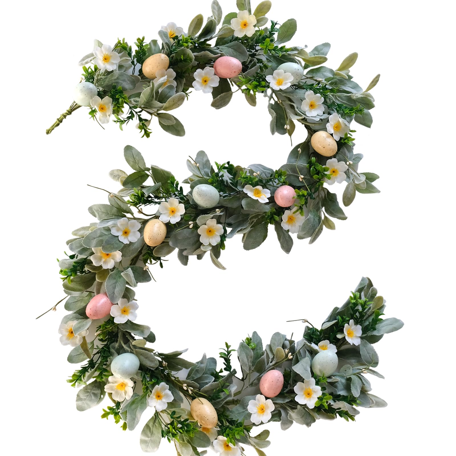 egolot Easter eggs garland with wildflowers decorates your front door with spring charm.