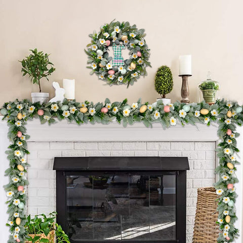 egolot front door wreath garland with eggs and flowers for festive decor.