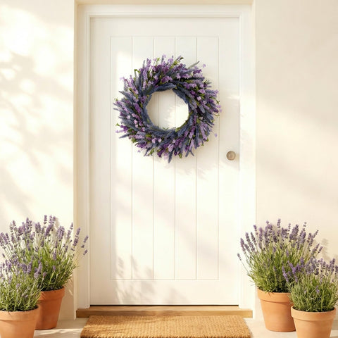 Egolot green leaves frame purple blooms for a natural look