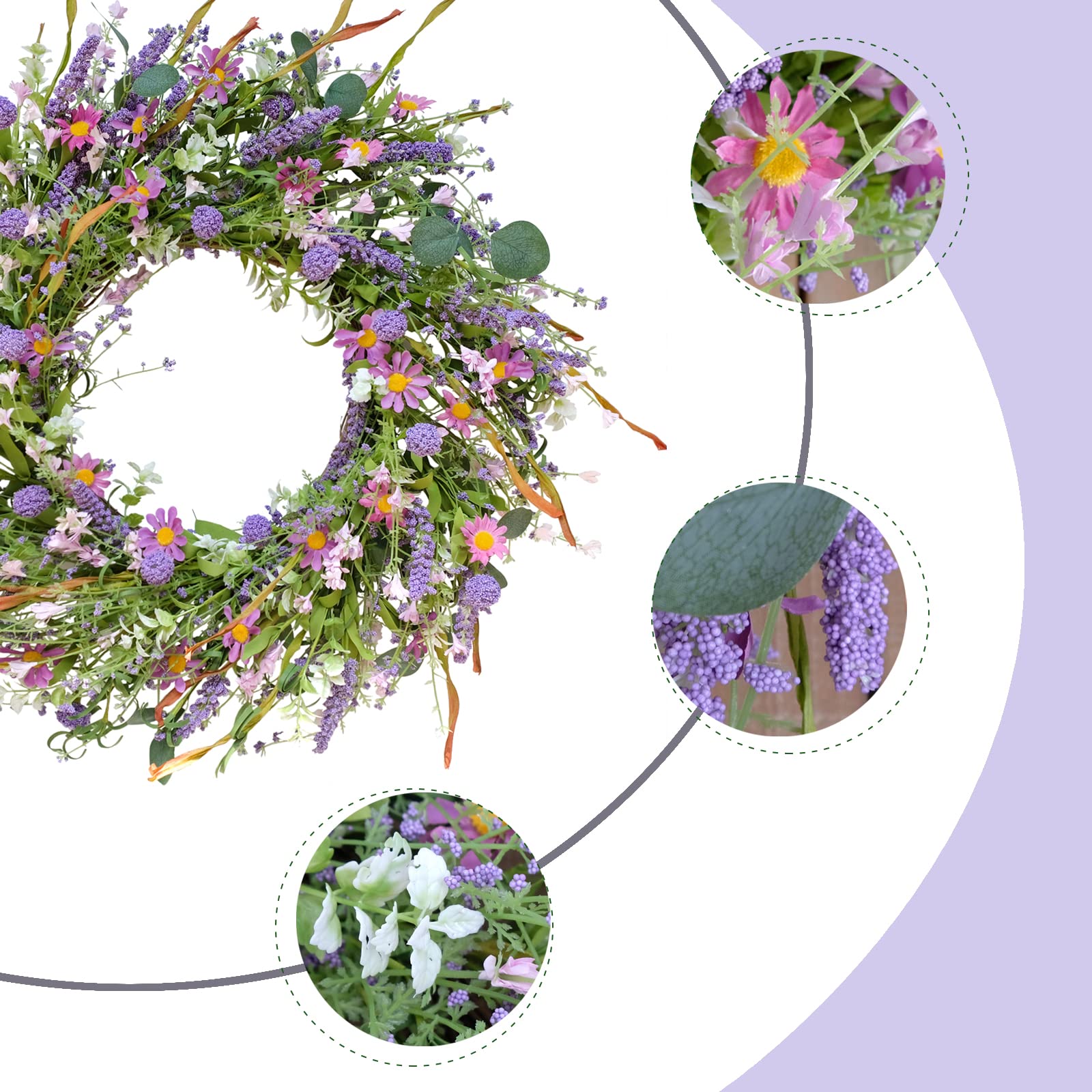 egolot wreath close-up shows mixed green leaves ideal for indoor and outdoor use.
