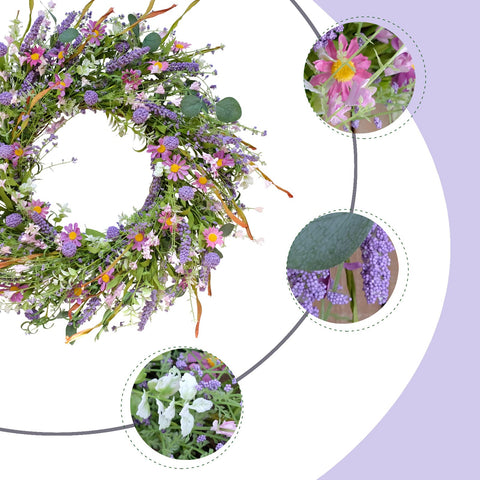 egolot wreath close-up shows mixed green leaves ideal for indoor and outdoor use.