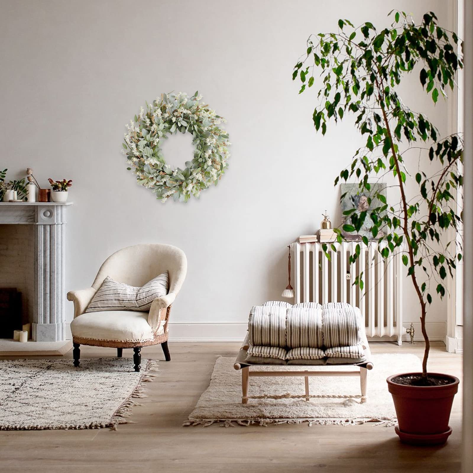 Egolot ivory flowers wreath suitable for wedding decor on doors walls or chairs