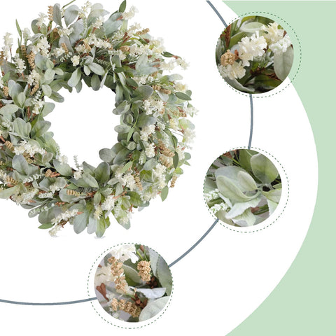 Egolot lamb ears leaves wreath adds rustic greenery for indoor or covered outdoor spaces