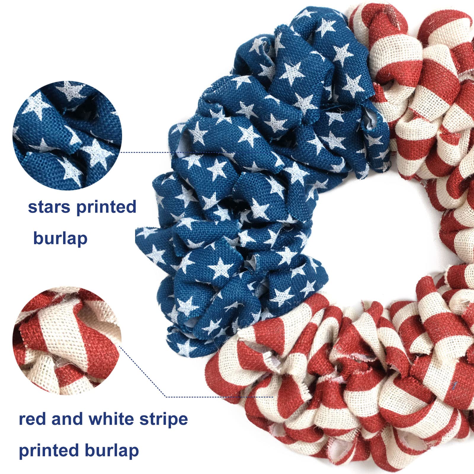egolot memorial day burlap wreath in navy with stars creates rustic charm.