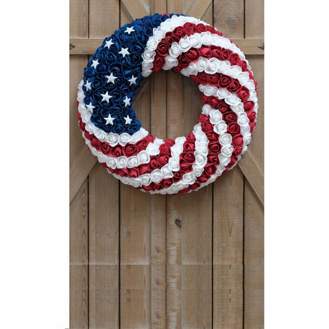 Egolot memorial day front door wreath adds festive red white blue charm.
