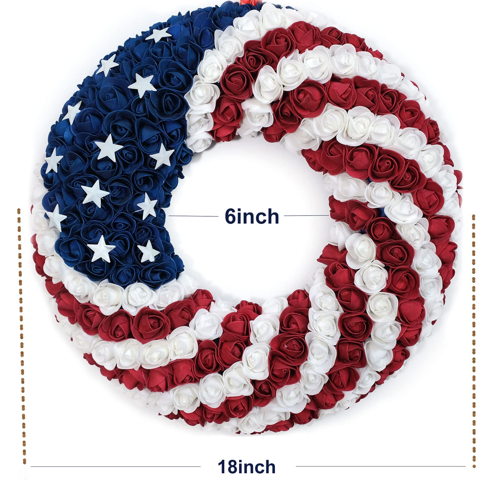 Egolot wreath with metal stars creates a timeless Americana focal point.