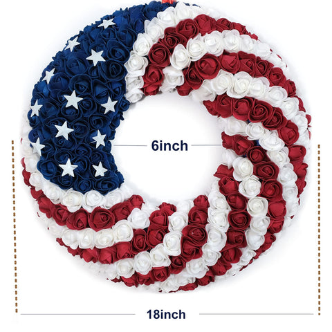 Egolot wreath with metal stars creates a timeless Americana focal point.