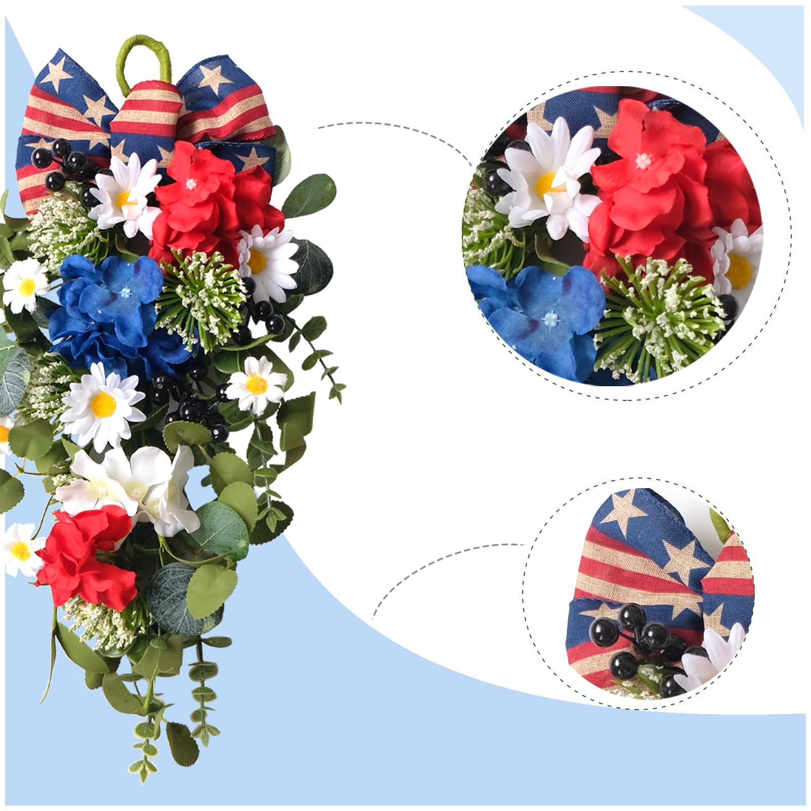 Egolot patriotic teardrop swag 2pc for versatile indoor/outdoor festive accents.