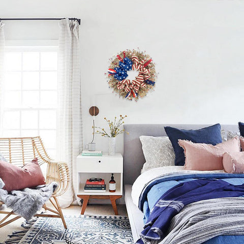 egolot patriotic wreath enhances window decor with festive charm.