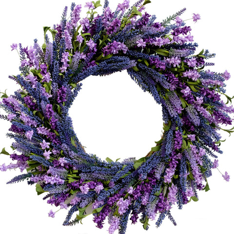 Egolot purple lavender wreath front door 26in enhances curb appeal with lush blooms