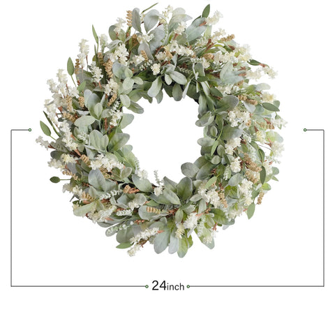 Egolot decorative wreath blends green leaves with ivory blooms for year round styling