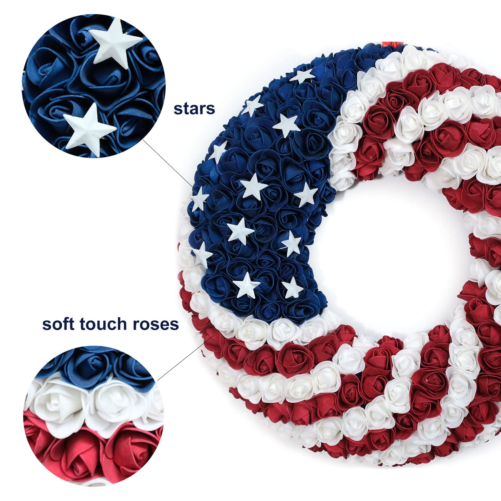 Egolot soft-touch foam roses wreath offers elegant indoor or sheltered outdoor decor.