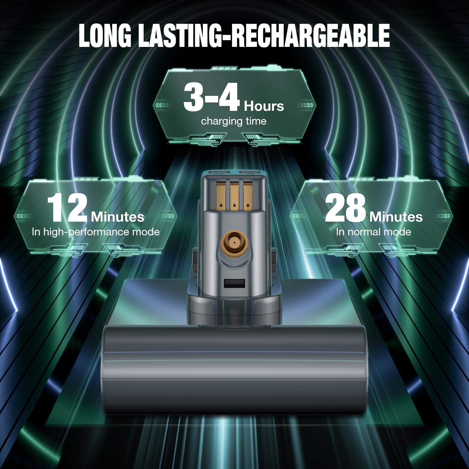 EGR DC35 battery with non-slip strap helps prevent accidental falls