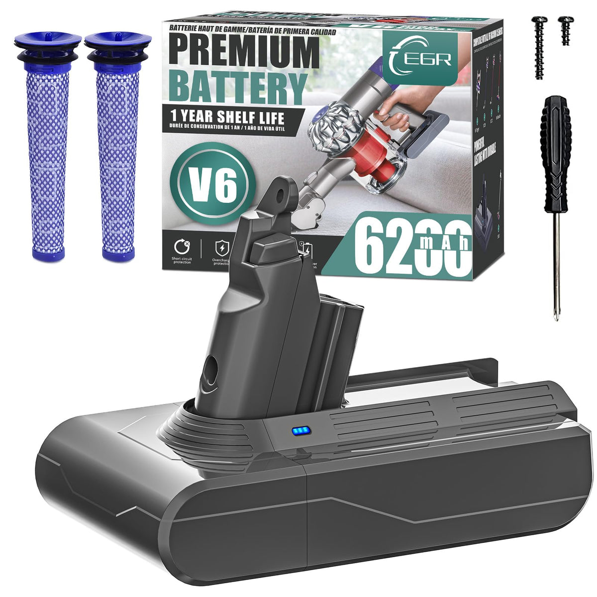 EGR 21.6V V6 battery pack for Dyson extends cleaning sessions
