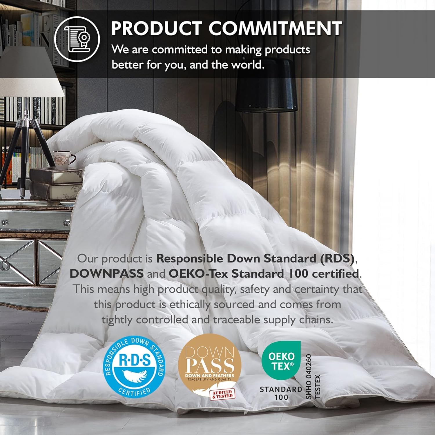 Egyptian Bedding 90 oz goose down fiber fill detail highlighting cloud-like warmth.