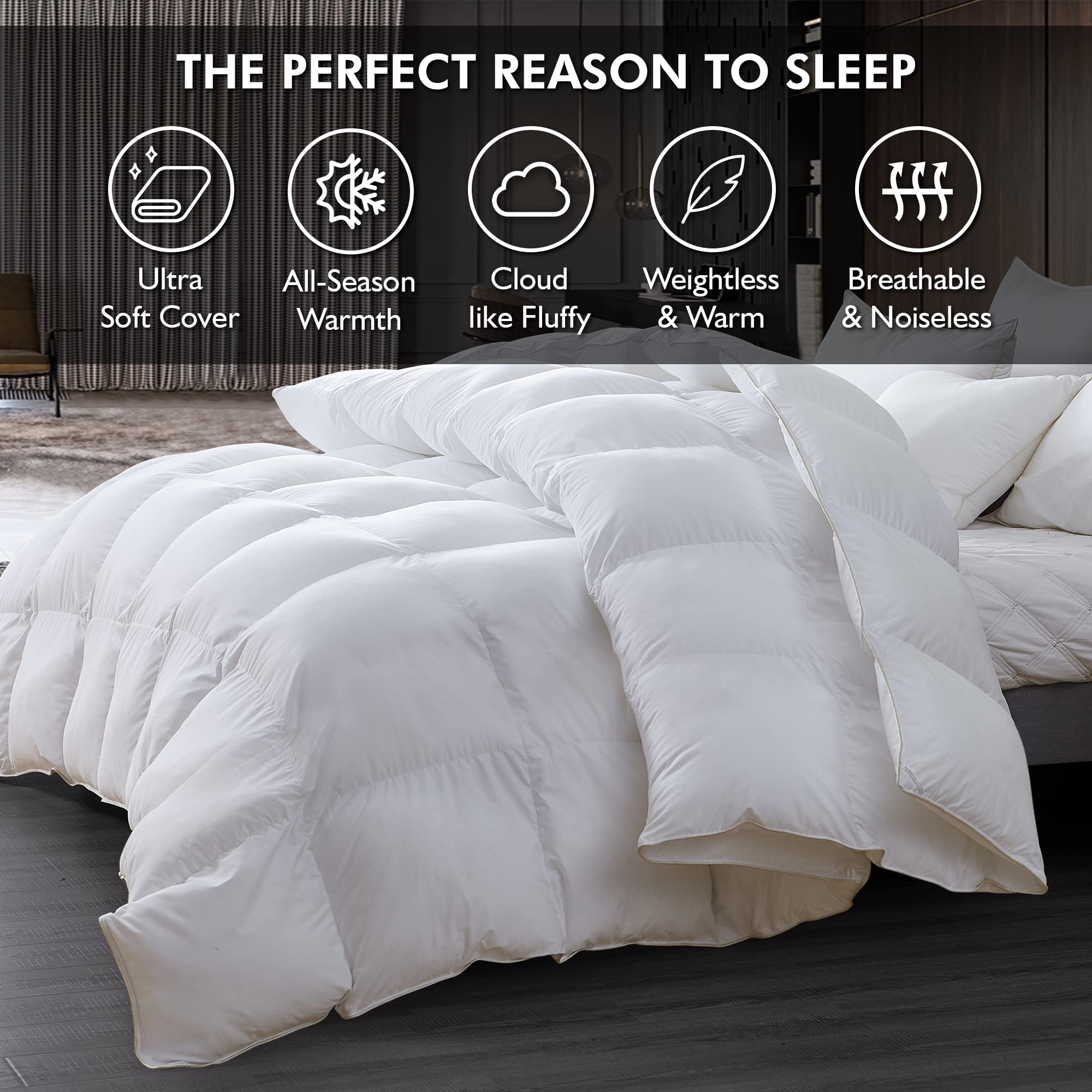 EGYPTIAN BEDDING Palatial comforter baffle box design distributes fill evenly.