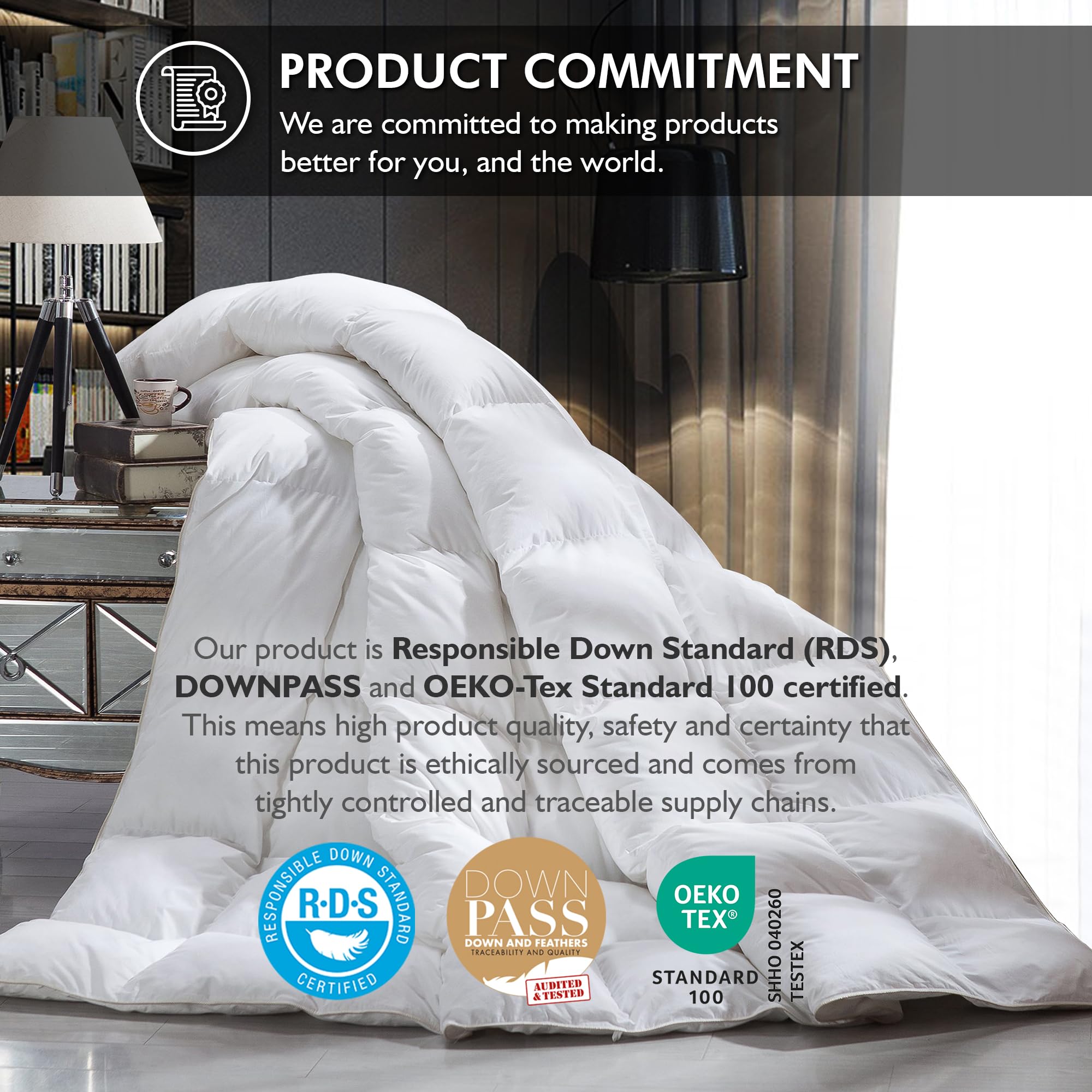 EGYPTIAN BEDDING Palatial comforter stitching detail for long-lasting quality.
