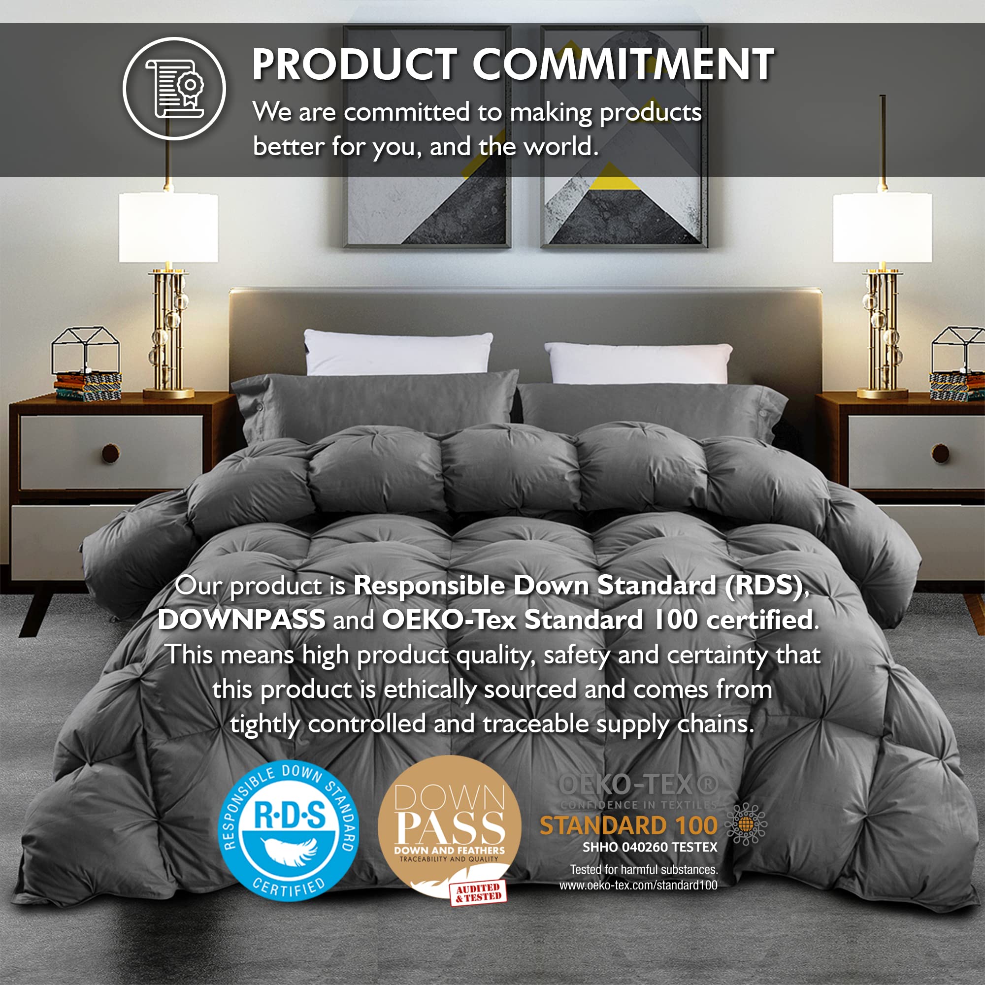 Egyptian Bedding Premium Baffle Box keeps fill evenly distributed for lasting warmth