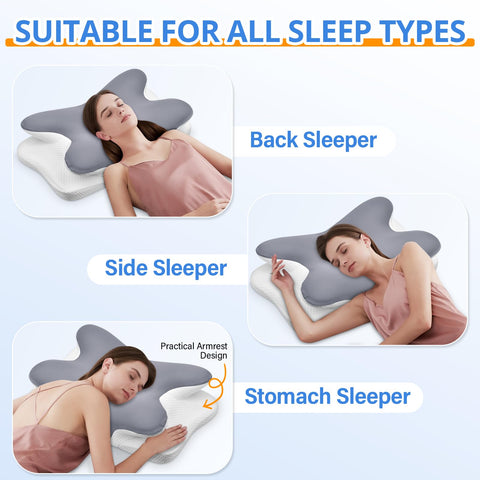 Ehomfory memory foam core adapting to neck shape for lasting support.