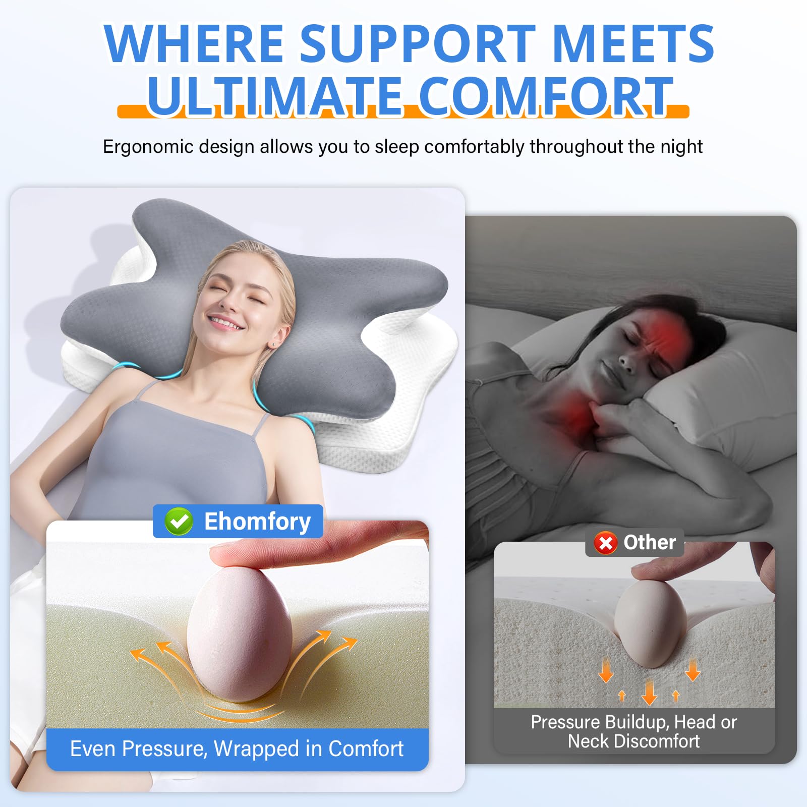 Ehomfory removable machine-washable cover for easy care and hygiene.