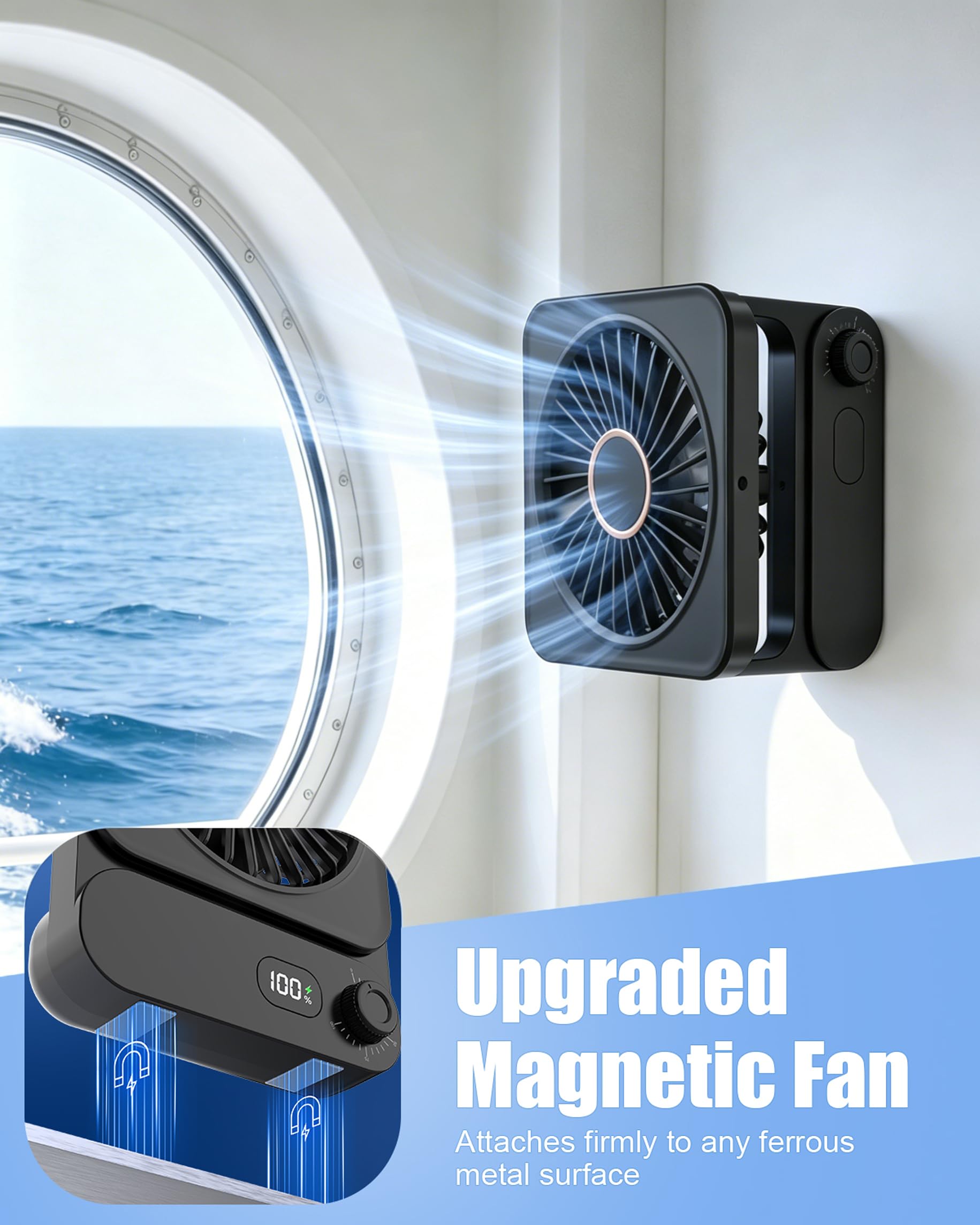 Ehoyal cruise fan with 100-step speed control for precise desk airflow.