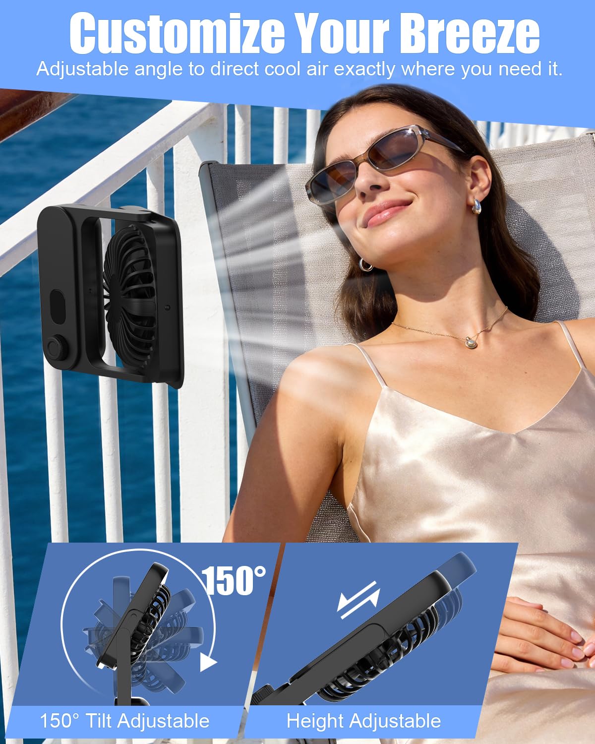 Ehoyal ultra-slim fan fits easily in bags for travel comfort.