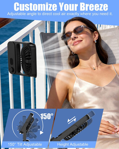 Ehoyal ultra-slim fan fits easily in bags for travel comfort.
